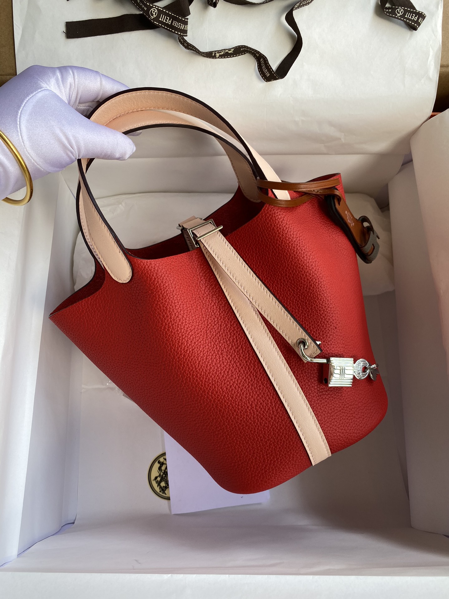 Hermes Picotin Lock 18 Bag In Pink/Red Clemence Leather